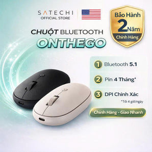 Chuột Bluetooth Satechi OntheGo không dây có pin sạc USB C dùng đến 80 giờ,kết nối tối đa 3 thiết bị,