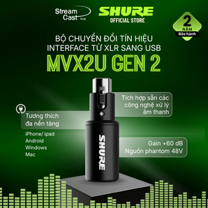 Shure MVX2U GEN 2 - Bộ chuyển đổi tín hiệu interface từ XLR sang USB-C