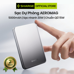 AeroMag M7 5K – Pin dự phòng SHARGE nam châm Qi2 15W siêu mỏng