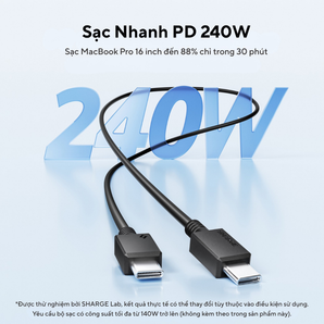 L6 SHARGE – Cáp sạc nhanh TPE USB-C to USB-C 240W