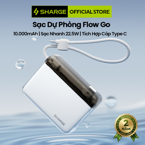 Flow Go – Pin dự phòng SHARGE 10,000mAh 22.5W, Cáp USB-C Tích Hợp