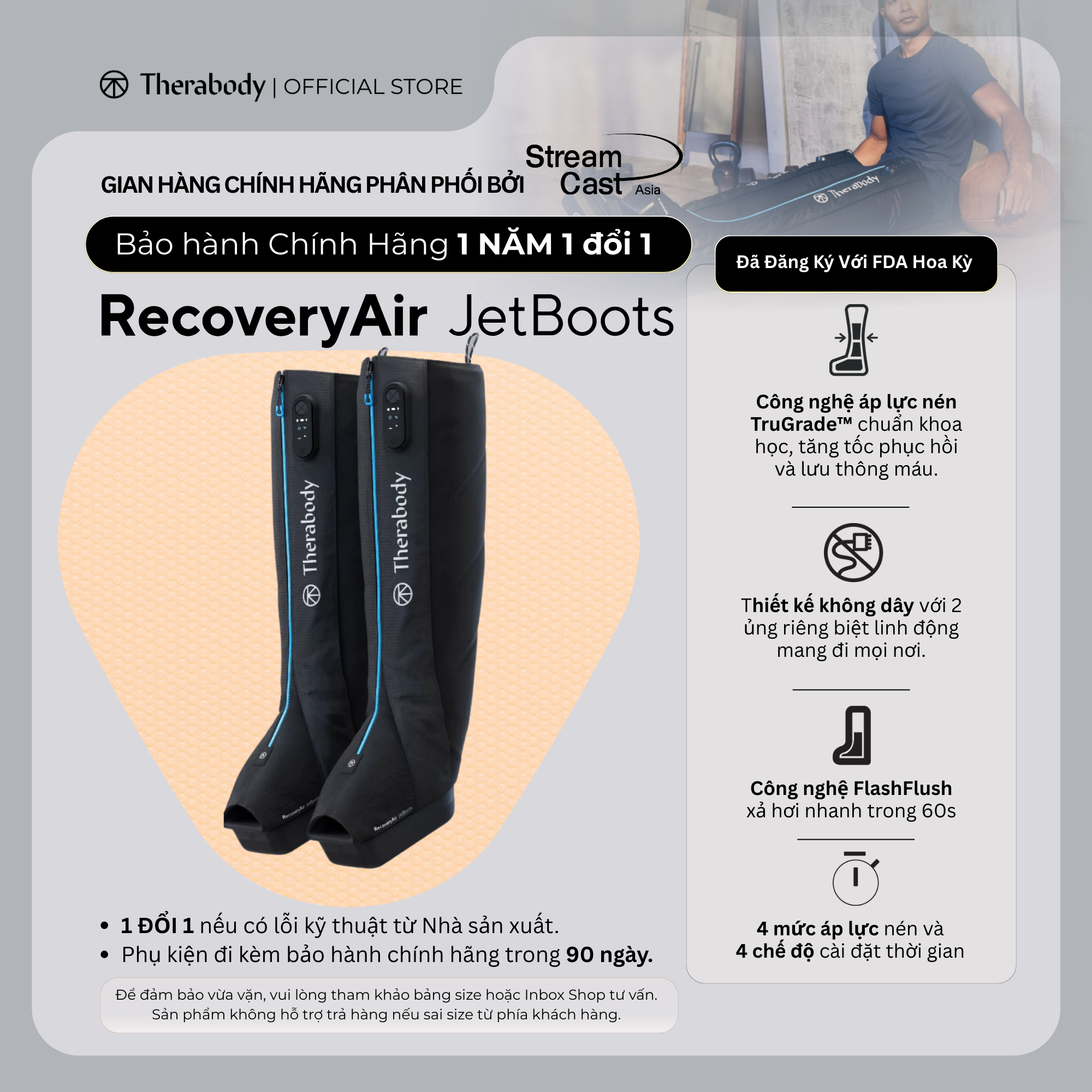 Máy Massage Chân Nén Khí Không Dây RecoveryAir JetBoots