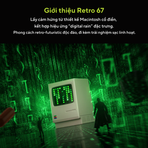 Retro 67 – Củ sạc SHARGE GaN 67W 3 cổng USB-C, Màn hình hiển thị công suất