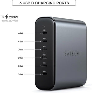 Bộ sạc GaN Satechi 200W 6 cổng USB-C