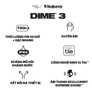 Tai Nghe Bluetooth SKULLCANDY DIME 3