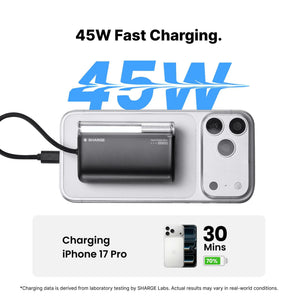 Flow 3 – Pin Dự Phòng SHARGE 10.000mAh 45W PD, Cáp USB-C Tích Hợp & Đèn LED Orbital