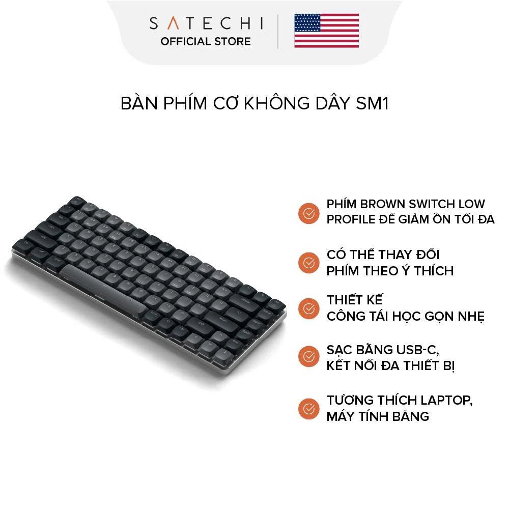 [THƯƠNG HIỆU MỸ] Bàn phím cơ không dây Satechi SM1 SM1